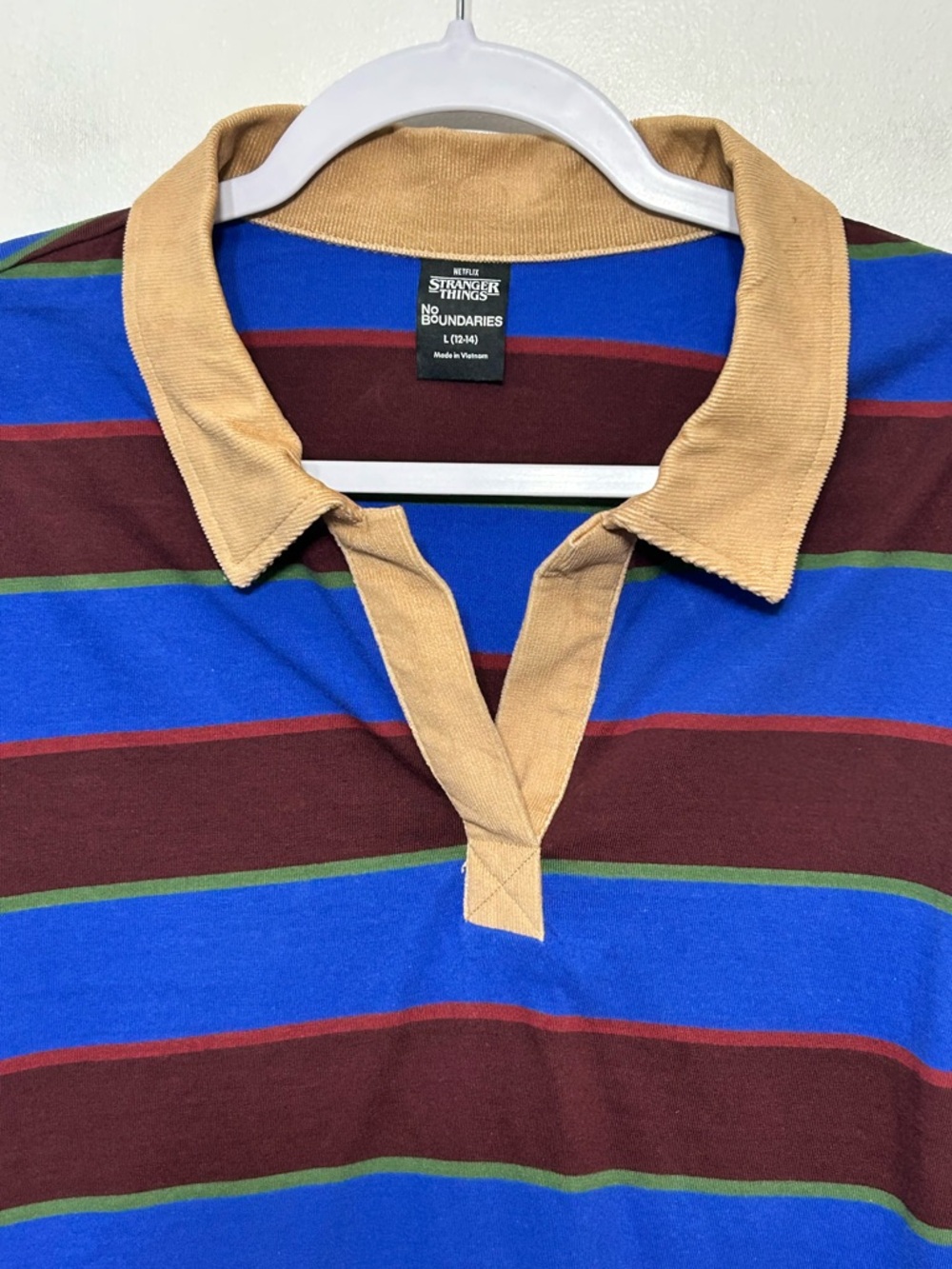 New! Stranger Things No Boundaries Striped Long Sleeve Cropped Rugby Polo Shirt - Picture 7 of 12
